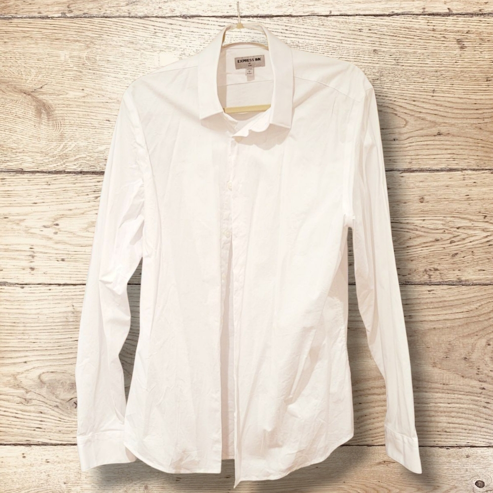 Express Mens Large 1MX Slim White Dress Shirt